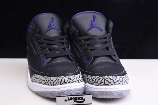 Rep TBkick CT8532-050 Court Air Jordan Black Retro 3 Purple 0703